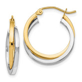 14K Two Tone Criss Cross Hoop Earrings